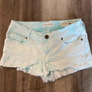 Bullhead Frayed Tie Dye Denim Shorts